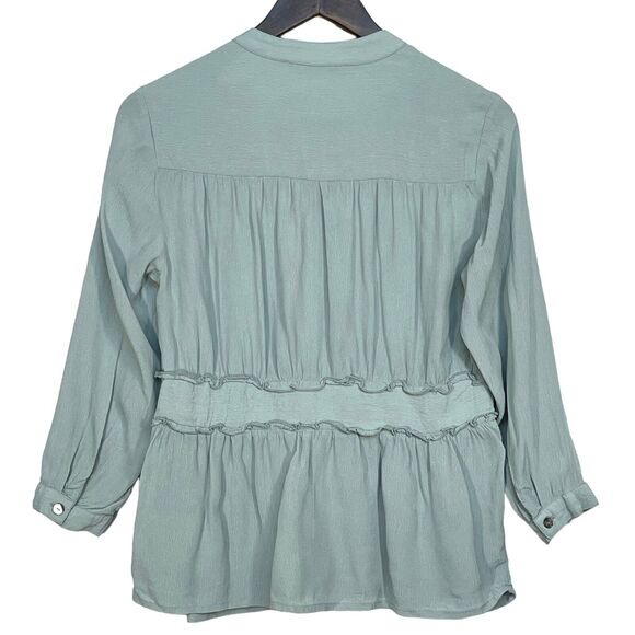 Soft Surroundings Blouse Top Women Size XSP Green 3/4 Sleeve Style# 38823 - Picture 11 of 13